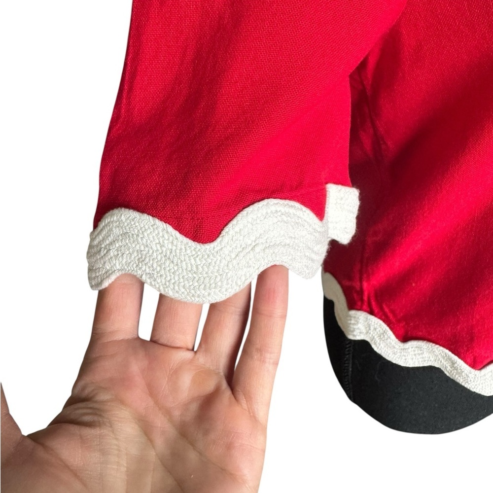 MANGO Red Scalloped Trim Cotton Button-Down Blouse (XS, NWT) E90 - Picture 3 of 8